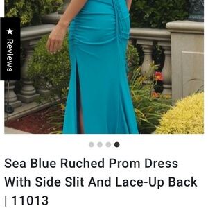 Prom Dress Faviana Sea Blue Ruched Prom Dress #11013